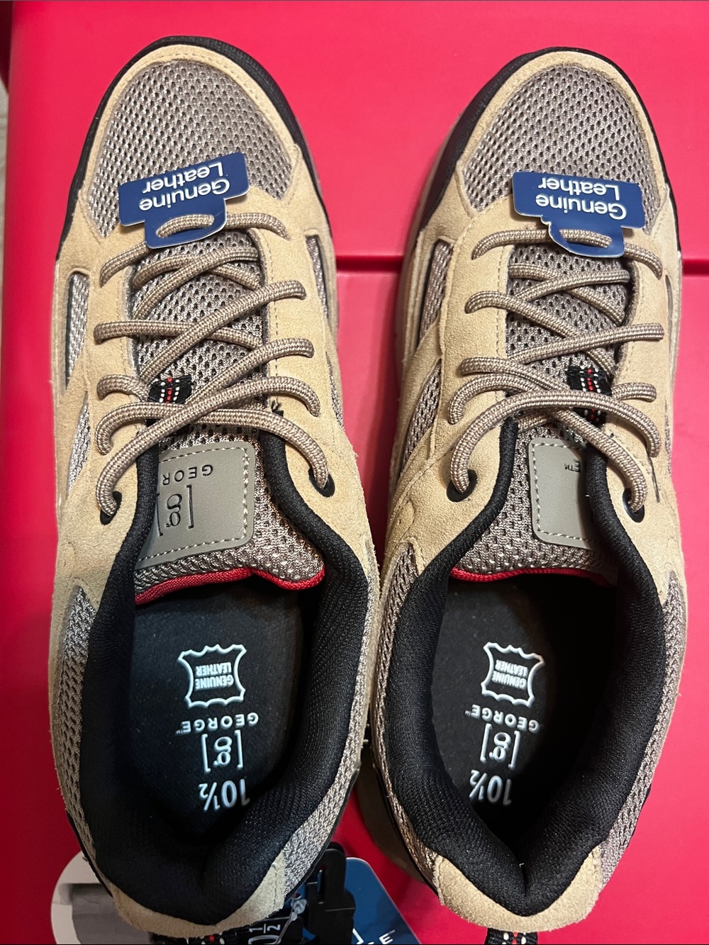 George Men's Beige Mesh & Suede Athletic Sneakers